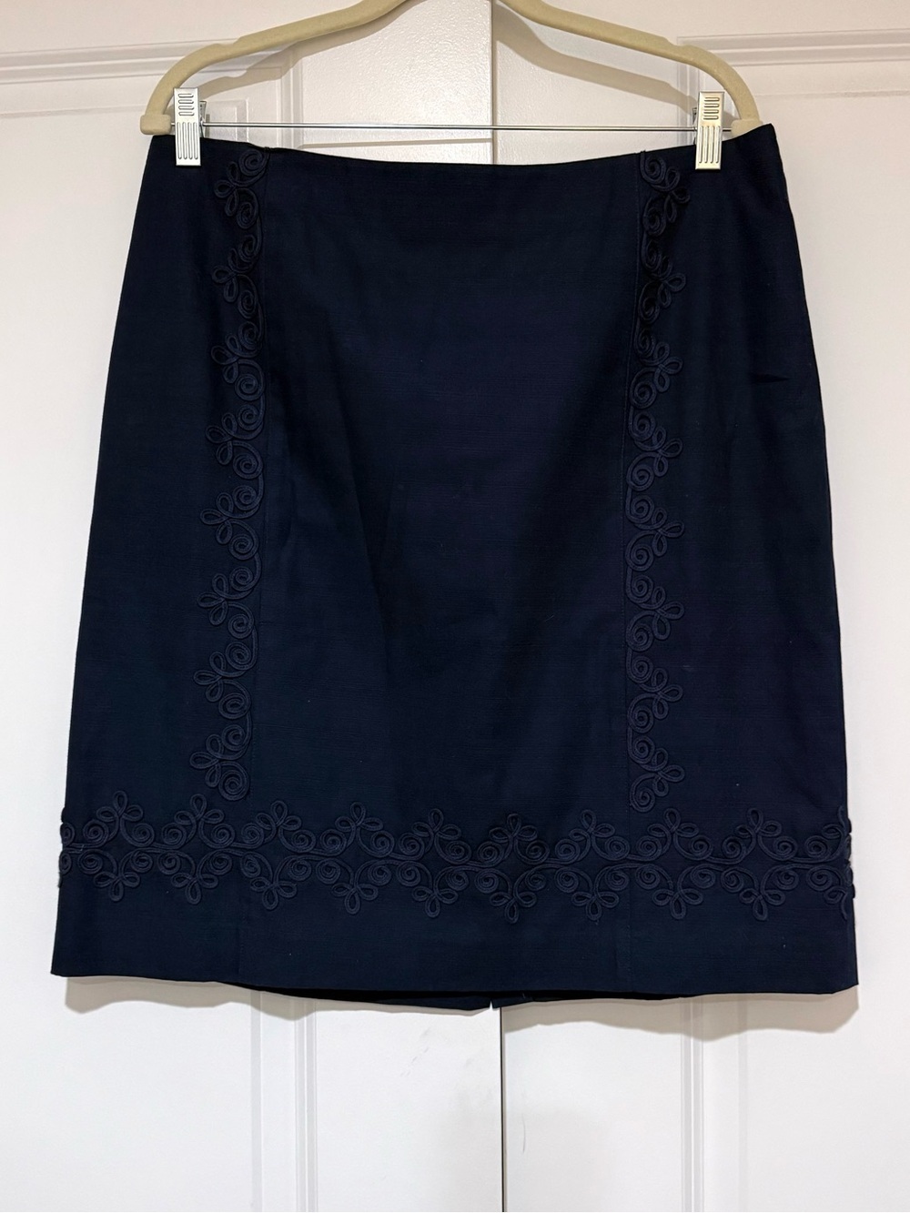 Boden Navy Mini Skirt with Embroidered Trim